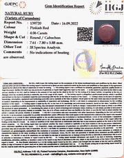 4.06 Carat Natural mozambiqe Ruby with Govt. Lab Certificate-7881